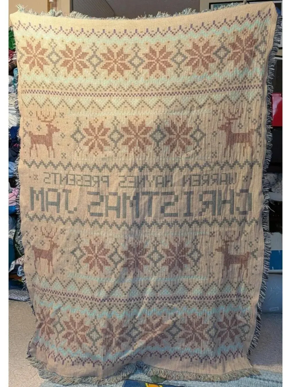 Warren Haynes Presents Christmas Jam Woven Tapestry Throw Blanket Blue 50x70